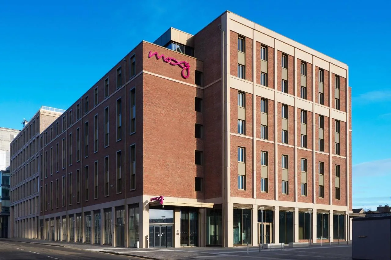 a building with the word msg painted on it at Moxy Edinburgh in Edinburgh